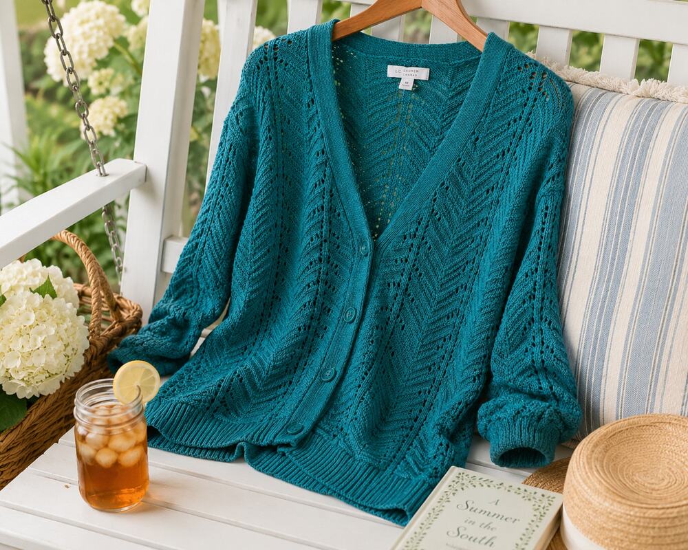 Lauren Conrad Pointelle Knit Cardigan Sweater